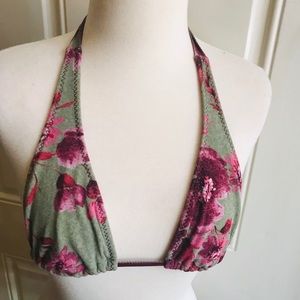 Small Burgundy/Maroon/Grey Floral bikini top